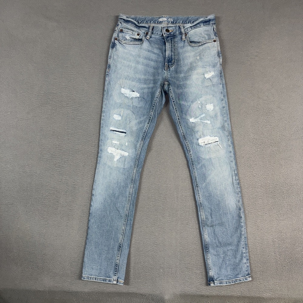 Old Navy Jeans Mens 30x32 Blue Skinny Stretch Distressed Denim Flex Tough Cotton